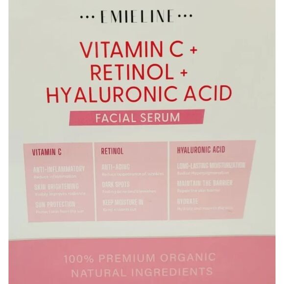 Emieline Vitamin C + Retinol + Hyaluronic Acid Facial Serum (Exp 10/05/24) - Picture 5 of 6